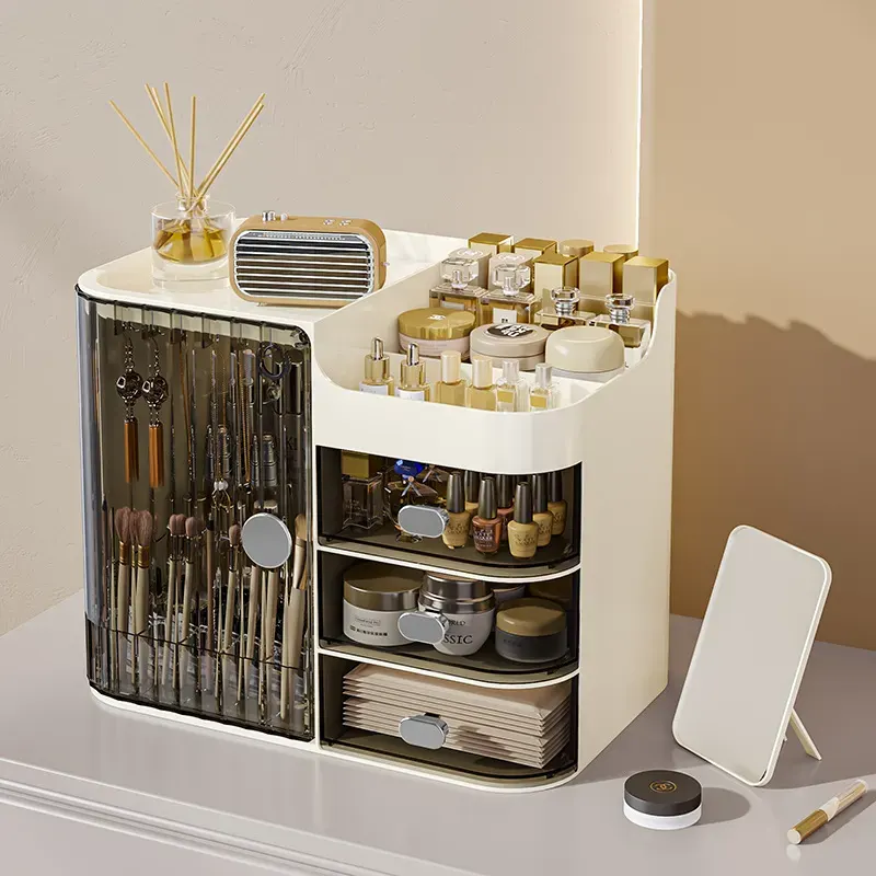 Double-Door Makeup Organizer with Drawer