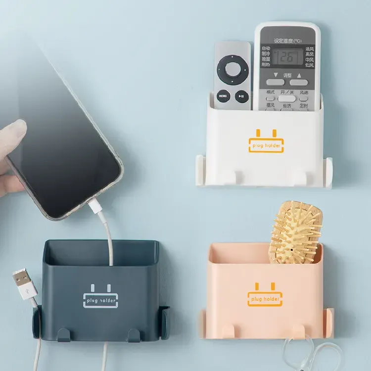 Punch-Free Wall Storage Rack for Remote and Phone