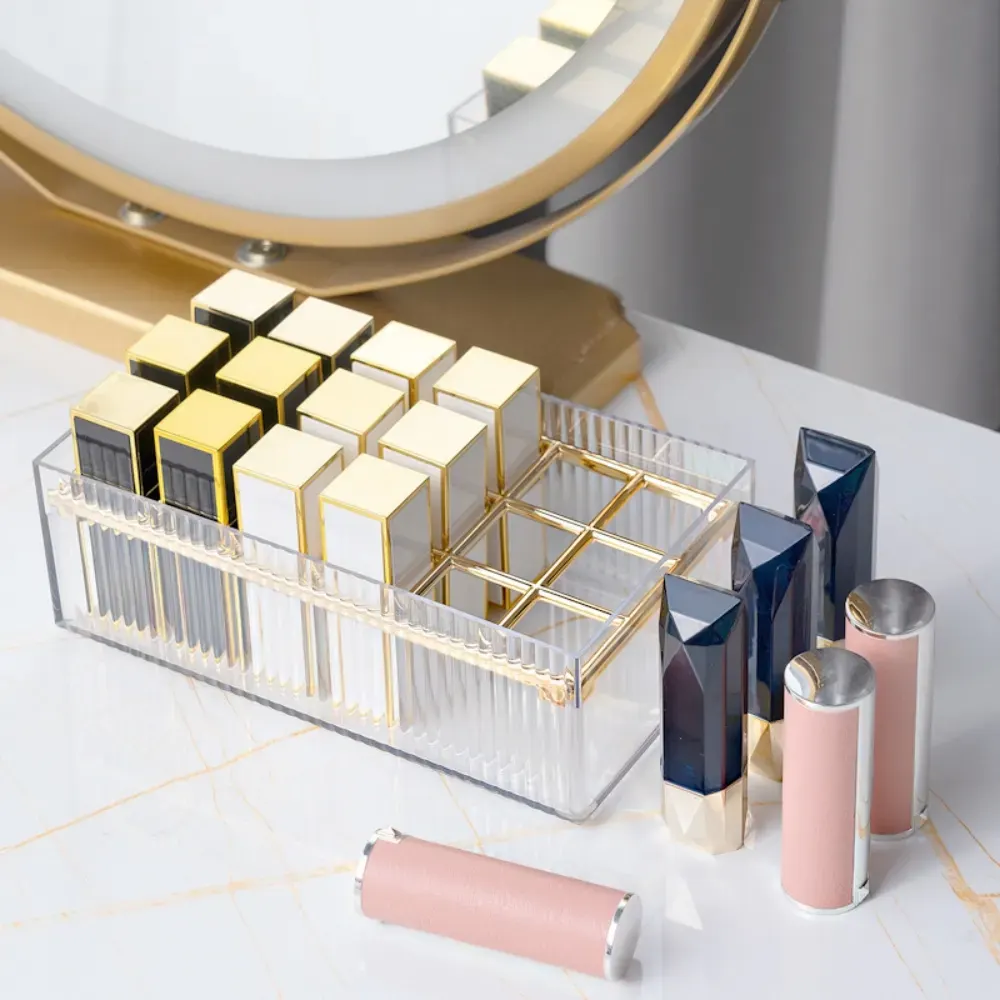 Clear Acrylic Lipstick Organizer Box with Lid